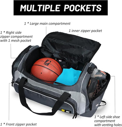MIER Large Gym Bag for Men Sports Duffle Bag with Shoe Compartment 60L Lightweight Duffel Bags for Workout Fitness Travel, Blue