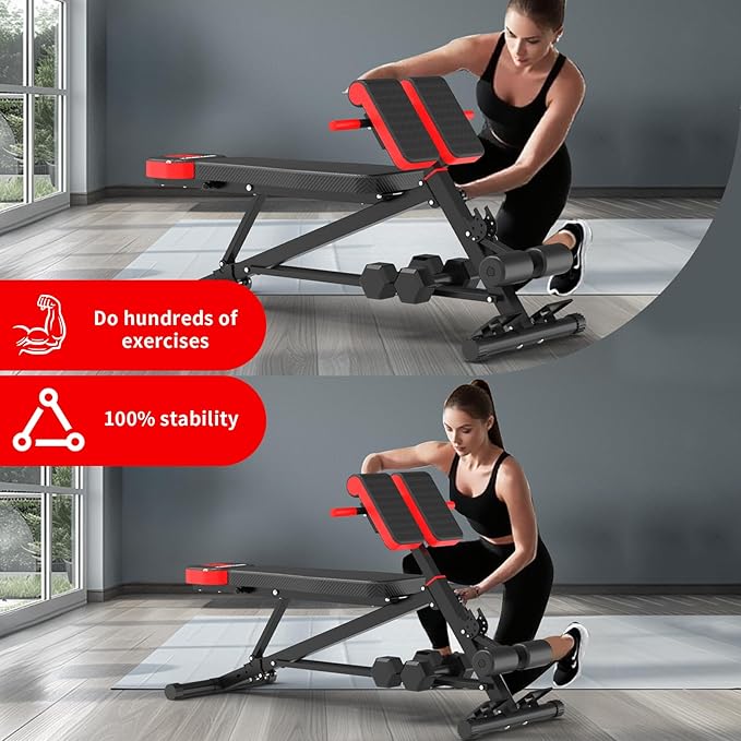 K KiNGKANG Adjustable Weight Bench,Multi-Functional Roman Chair for Full All-in-One Body Workout Hyper Back Extension and Sit up