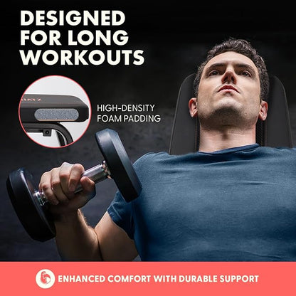 SQUATZ Adjustable Bench for Home Gym - Versatile Weight Bench for Men & Women - Ergonomic Workout Bench for Bench Press & Full Body Exercise - Heavy-Duty Steel, Non-Slip Design