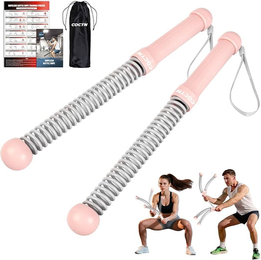 Weighted Ropeless Battle Ropes, Heavy Duty Portable Cordless Battle Ropes for Home Gym with Poster, Workout Exercise Rope for Strength Building, HIIT and Low-Impact Aerobic Training for Men & Women