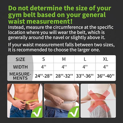 Durable Weight Lifting Belt, 4'' Wide Gym Belt for Bodybuilding, Powerlifting, Squats, Deadlift - Provides Lumbar Support & Stability for Men & Women