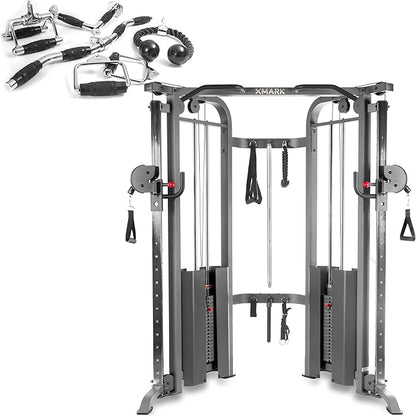 XMARK Functional Trainer Cable Machine, Dual Weight Stack Cable Pulley Machine for Strength Training, Commercial and Home Gyms, and Rehab Facilities