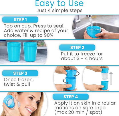 Arctic Flex Ice Roller for Face, Eyes & Neck (2 Pack) - Facial Ice Cube Roller Massager for Skin Care, Eye Bags, Migraine Pain - Reusable Silicone Ice Mold Tool Reduces Puffiness & Enhances Beauty