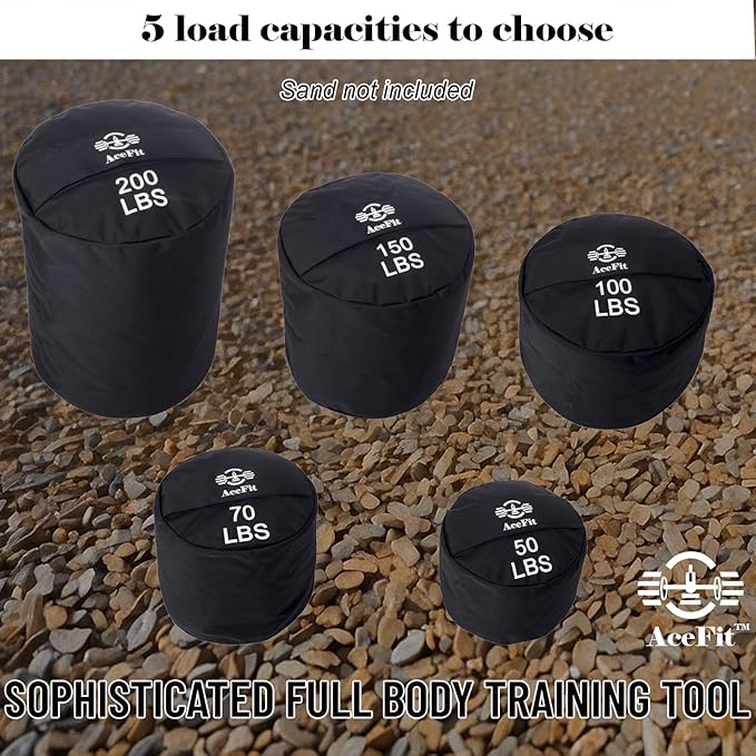 AceFit Training Sandbag for Working Out| Heavy Duty Workout Sandbags| Weights Sand Bags for Training, Exercise| Military Conditioning, Fitness, Cross-Training & Strength Training