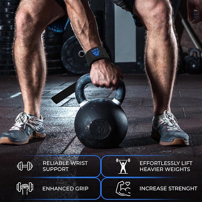 Weight Lifting Straps Wrist Support Padded Neoprene Gym Cross Training Hand Bar Weightlifting Straps Fitness Bodybuilding Power Exercise Grips Deadlift Men Women