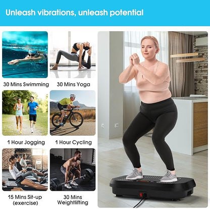 SoftGym Vibration Plate Exercise Machine for Lymphatic Drainage,Power Vibrate Stand Shake Board 450 Lbs Capacity Whole Body Workout Waver with Fitness Resistance Bands Weight Loss Gifts for Women Men