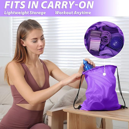 17 Pcs Home Pilates Kit with Resistance Bands 6 Tube Pedal Puller Resistance Band Set for Women Weight Loss Leg Training Workout Equipment Gym Exercise Equipment Beginners Yoga