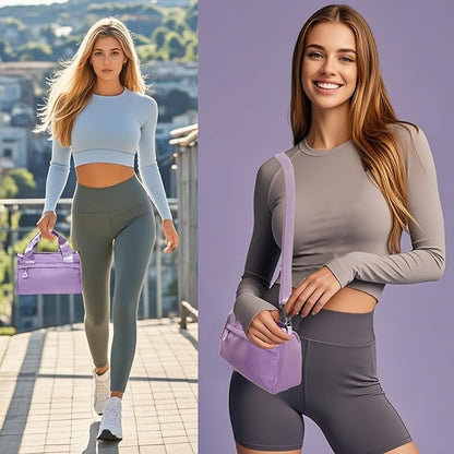 Mini Black Gym Bag Sport Bag Adjustable Small Duffle Bag Detachable Strap Gym Tote For Women Small Duffle Bag (Purple)