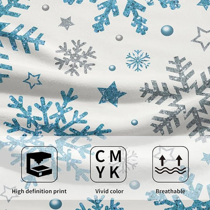 Winter Snowflake Hand Bath Towels Xmas Blue Silver Snowflakes 2 Pcs Christma Absorbent Quick Dry Fingertip Towel Washcloths Holiday Theme Kitchen Tea Dish Towels for Home Shower Hotel Gym 14"x28"
