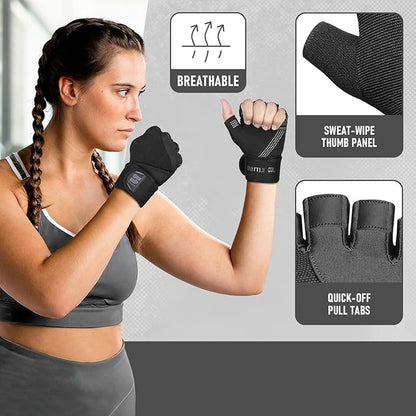 Weight Lifting Gloves with Wrist Wrap Support Padded Palm Protection Exercise Gym Workout Gloves Men & Women Training Fitness Weightlifting Bodybuilding,E9