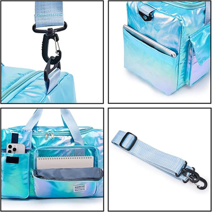 Small Gym Bag for Women, Travel Duffle Bag Carry On Weekender Bag with Shoe Compartment