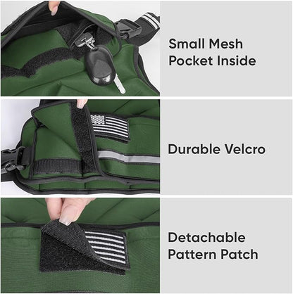APEXUP Adjustable Weighted Vest, 4-10lb/12-18lb/20-32lb Vest with 6 Ironsand Weights and Large Pocket, Weight Vest for Men Women Strength Training, Running, Walking