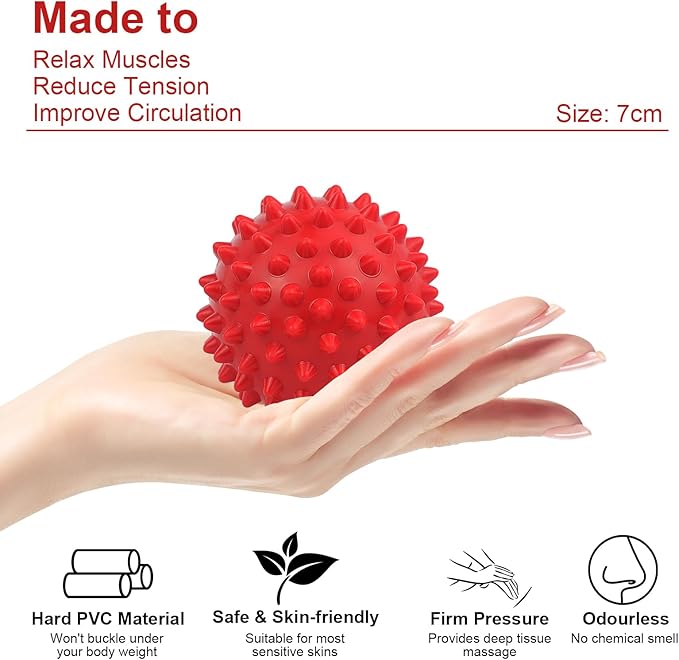 Massage Ball for Deep Tissue Therapy, Lacrosse Ball for Trigger Point and Myofascial Release, Muscle Knots, and Yoga Therapy (Black-Red)