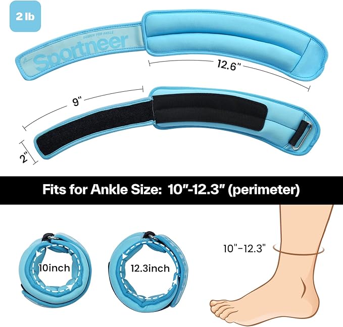 Sportneer Ankle Weights 0.5/1/2/3/5 LBS 1 Pair Wrist Leg Arm Weights for Women Men Kids Child with Adjustable Straps, Strength Weighted for Jogging Running Walking Fitness Gym Workout