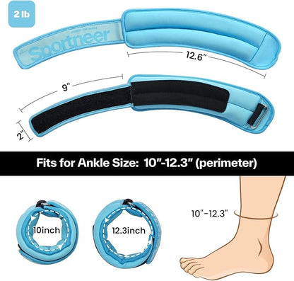 Sportneer Ankle Weights 0.5/1/2/3/5 LBS 1 Pair Wrist Leg Arm Weights for Women Men Kids Child with Adjustable Straps, Strength Weighted for Jogging Running Walking Fitness Gym Workout