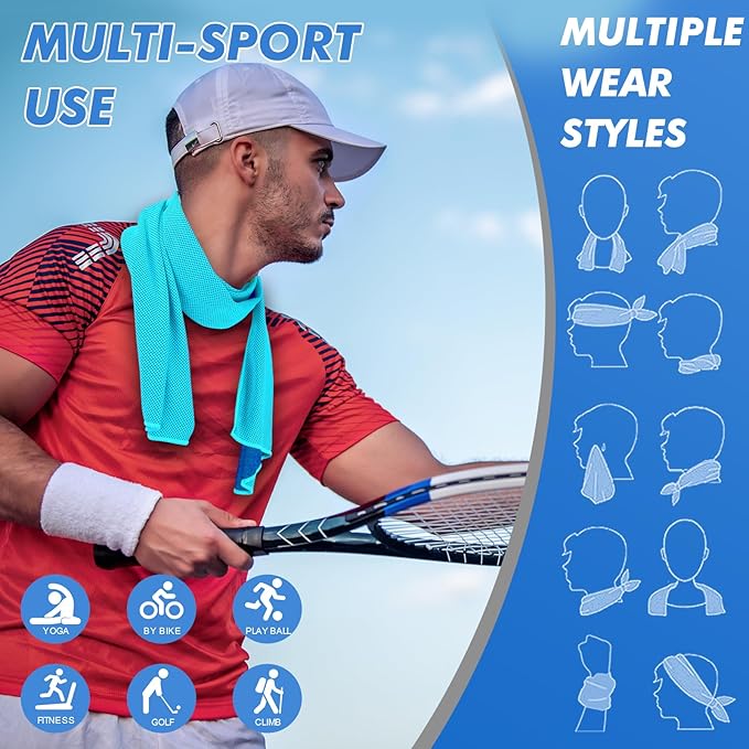 20 Pack Cooling Towels (47"x12") for Neck and Face, Ice Towel for Hot Weather, Soft Breathable Chilly Gym Towels, Microfiber Towel for Work Out, Yoga, Running, Camping & More Activities