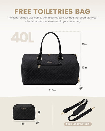 LOVEVOOK Travel Duffle Bag, Weekender Bag for Women with Toiletry Bag, Carry on Overnight Bag with Shoe Compartment, Gym Duffel Bag with Wet Pocket, Mommy Hospital Bags for Labor and Delivery