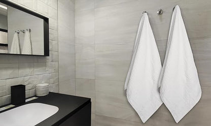ZUPERIA White Bath Towels Bulk 12 Pack (24 x 48 Inches) - 100% Cotton Economy Light Weight Towels for Commercial Use - Quick Dry, Ultra-Soft, and Absorbent Bulk Towels