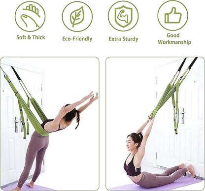 Waist Back Leg Stretch Strap Yoga Fitness Stretcher Back Bend Assist Trainer Waist Flexibility Equipment Over Door Yyoga Sstrap for Pilates, Dancing, Gymnastics Training Belt with Door Anchor