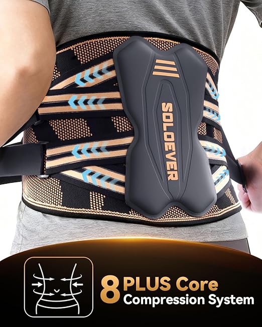 Copper-Infused Back Brace for Men Lower Back Pain Relief [Medical-Grade & Stronger Support] Lumbar Support Belt with Support System for Women - Back Support Brace for Heavy Lifting and Work