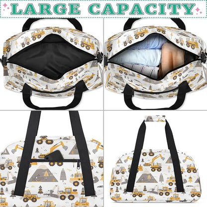 Cartoon Truck Kids Duffel Bag for Boys, Sports Gym Bag Overnight Travel Weekender Bag Lightweight Carry On Sleepovers Bag for School Practice Gymnastics