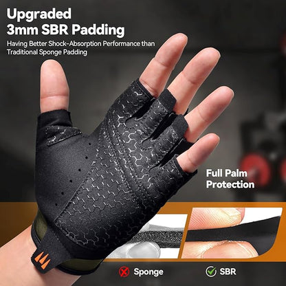 Workout Gloves for Women and Men, Breathable Weight Lifting Gloves, Grip & Shock Absorption, Full Palm Protection, for Gym Exercise, Fitness, Training & Cycling
