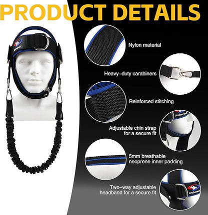 Fitness Neck Head Harness Trainer, Adjustable Chin Strap and Head Harness Strength, Neoprene Neck Exerciser for Weight Lifting, Home and Gym Use