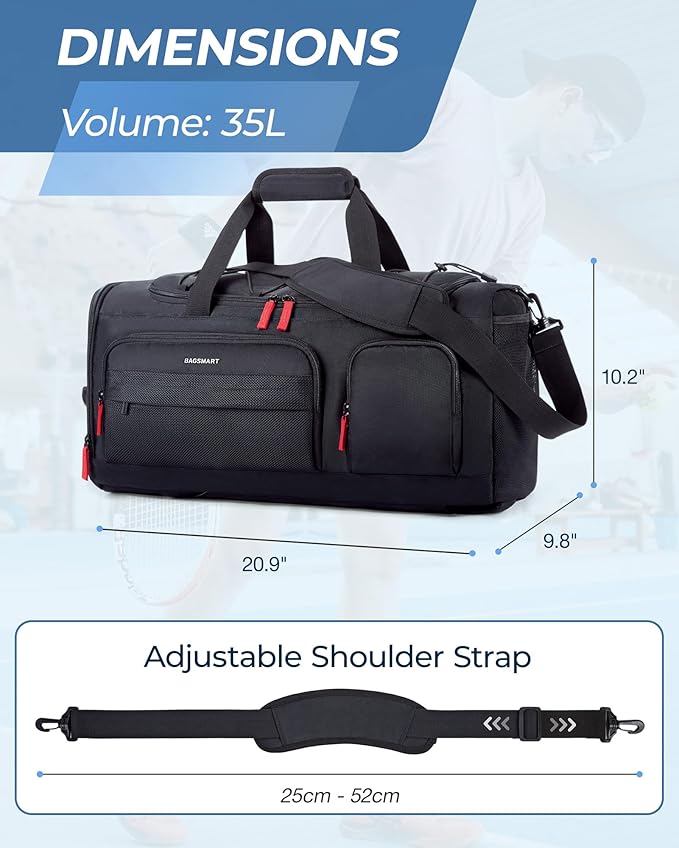 BAGSMART Gym Bag for Women & Men, Sports Travel Duffel Backpack with Shoe Compartment Laptop Compartment, Water Resistant Carry On Weekender Bag for Airplane