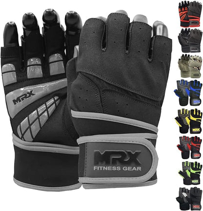 MRX Weightlifting Gloves for Men Workout Gloves Mens Wrist Support Lifting Gloves Male Gym Gloves | Workout Gym Accessories for Men Weight Lifting Fingerless Gym Exercise for Powerlifting