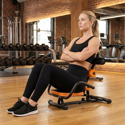 GYMAX Ab Machine, Adjustable Sit Up Exercise Equipment with Foam Roller & Handle, Multifunctional Workout Ab Trainer for Home Gym, Core Muscle Exercise Bench Press for Men Women
