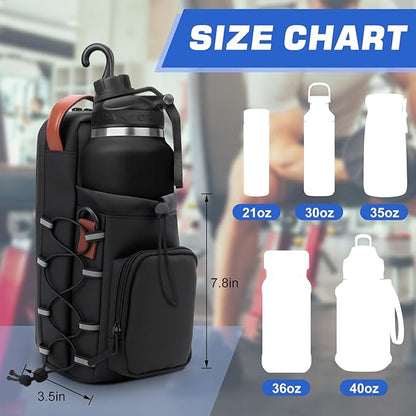 Magnetic Gym Bag for Men and Women, Magnetic Water Bottle Holder with Shoulder Strap, Small Gym Pouch for Sports, Work,Travel, Fitness(Black)