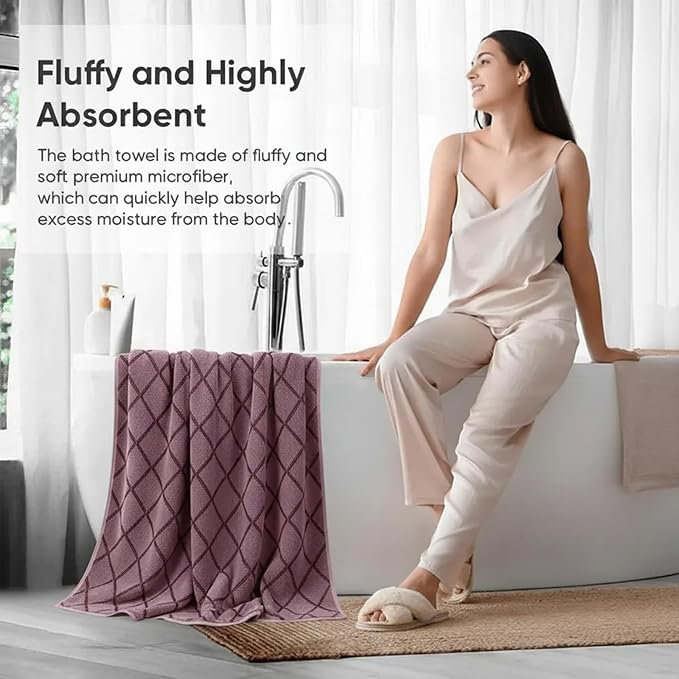 2-Pack Microfiber Bath Towels (27x54 Inches) - Ultra Soft & Quick Dry, 3X Absorbency, Lightweight for Gym, Yoga, Travel & Spa - Perfect for Home, Fitness & Post-Workout