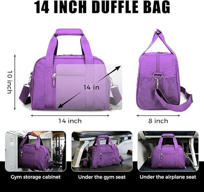 SeaRock 14 inch Small Gym Bag for Men & Women, Mini Duffle Bag with Shoe Compartment, Carry On Duffel Bag for Travel Sports, Purple