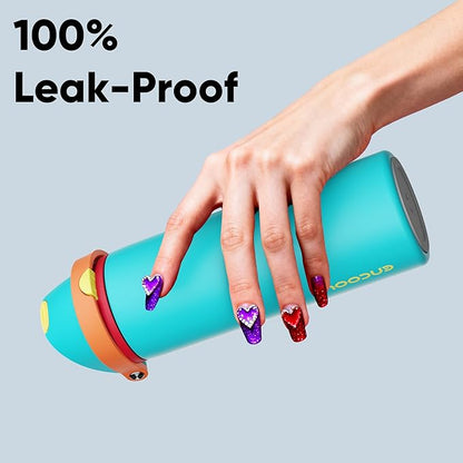 Insulated Water Bottle with Straw - Encool Stainless Steel Water Bottle with Push Button Lid, Leak-Proof & BPA-Free, Keeps Cold for 24 Hours for Sports, Travel, Gym (24 oz, Cerulean Blue)