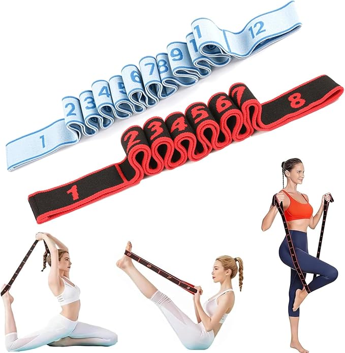 Fitness Resistance Band with Numbered Sections,2026 Elastic Tension Band Exercise Pull Rope,Fitness Resistance Band for Stretching&Yoga,Adjustable Bands for Full Body Stretching Shaping(8,12 Section)