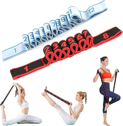 Fitness Resistance Band with Numbered Sections,2026 Elastic Tension Band Exercise Pull Rope,Fitness Resistance Band for Stretching&Yoga,Adjustable Bands for Full Body Stretching Shaping(8,12 Section)
