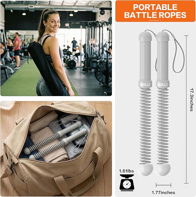Ropeless Battle Ropes for Home Gym, Portable Cordless Weighted Battle Ropes with Storage Bag, High Calorie Burn for Men & Women, Fitness Equipment for HIIT & Low-Impact Aerobic Training