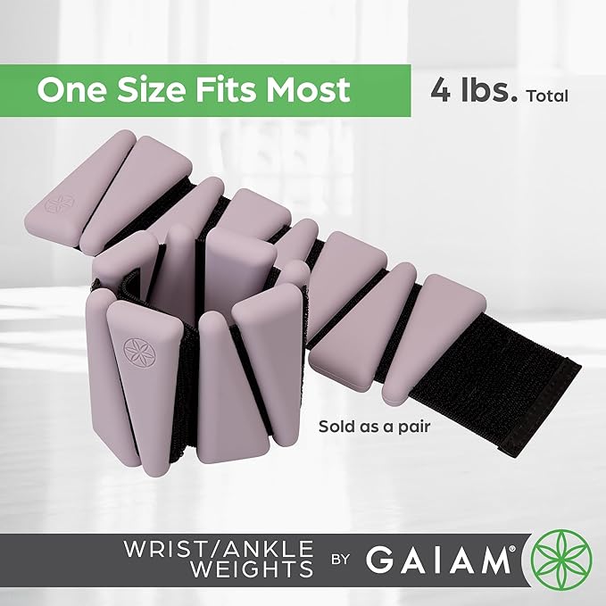 Gaiam Wrist and Ankle Weights, Wearable Bracelet to Strengthen, Tone & Sculpt, Adjustable Ankle Weights for Women & Men for Yoga, Dance, Pilates, Barre, Cardio, Home & Gym Use