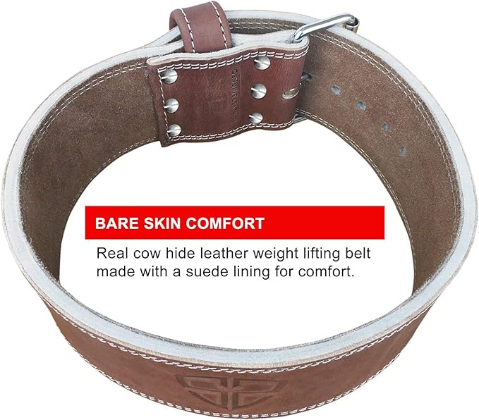 Steel Sweat Weight Lifting Belt - 4 Inches Wide by 10mm - Single Prong Powerlifting Belt that's Heavy Duty - Vegetable Tanned Leather - HYDE