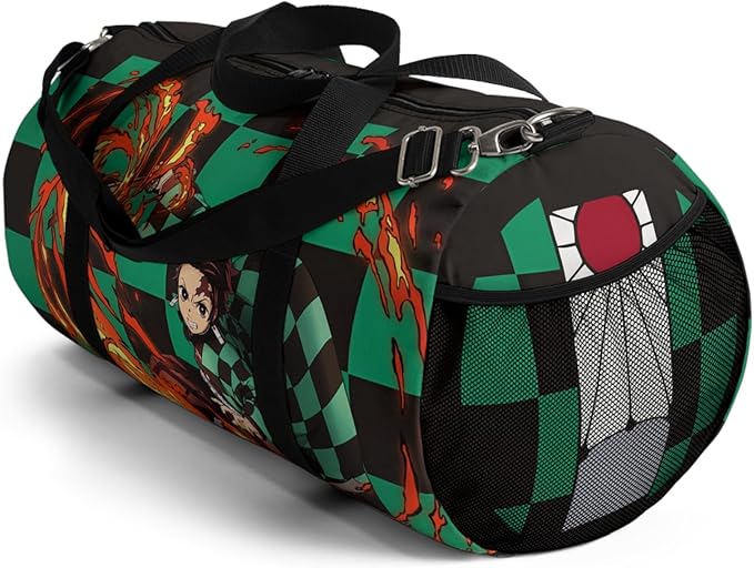 Anime Gym Bag for Women Men - Large Capacity Waterproof Workout Fitness Travel Sports Bags Fashion Street Camping ExpandaCLe Carry On Duffle Bag For Couple (Green Tanj) PTY