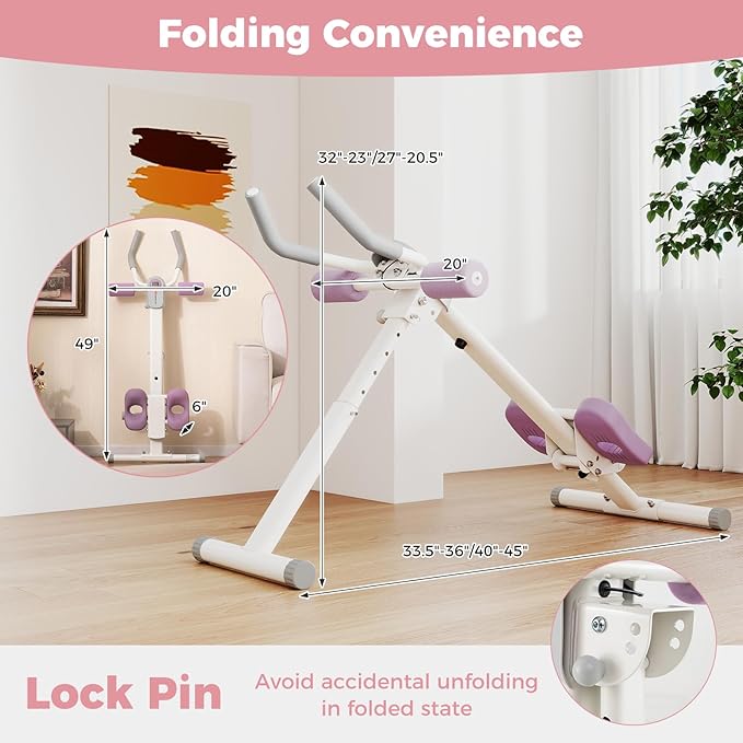 Goplus Adjustable Ab Trainer Machine, Foldable Ab Workout Equipment with Knee Protection, LCD Monitor, Home Gym Abdominal Trainer for Stomach Workout Core Strength Fitness