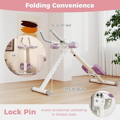 Goplus Adjustable Ab Trainer Machine, Foldable Ab Workout Equipment with Knee Protection, LCD Monitor, Home Gym Abdominal Trainer for Stomach Workout Core Strength Fitness
