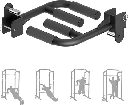 Muti-Grip Dip Bars Attachment for Power Cage with 5/8" or 1" Hole, Non-Slip Wide & Narrow Grip Dips Double Handles, 600 lbs Capacity, Squat Rack Attachment for Dips, Inverted Rows, Push-Ups
