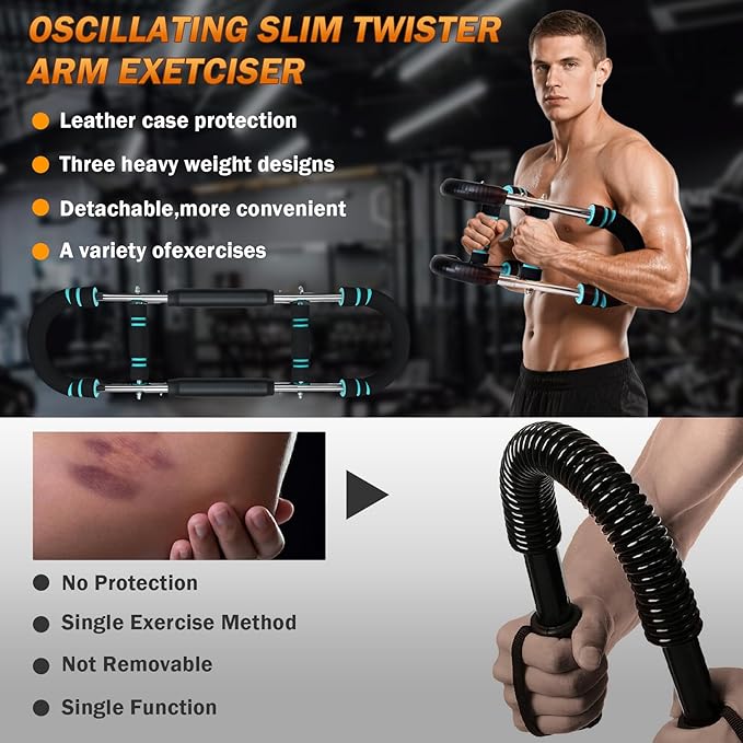 Twister Arm Trainer, Professional Adjustable Chest Shoulder Workout Equipment for Men & Women, Portable Detachable Upper Body Fitness with Anti-Slip Grips and 3 Resistance Levels