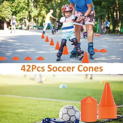 Soccer Cones Set, 84/42Pcs 7"/9" Cones Sports + Disc Cones, Cones for Sports with Carry Bag, Training Cones, Soccer Cones for Training, Plastic Soccer Cones for Drills