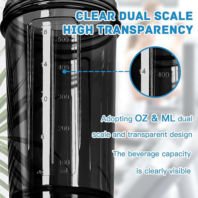 Custom Shaker Bottles 18 oz Personalized Leak Proof Sports Shaker Cups with Your Own Logo Name Photo, Perfect for Gym, Travel, Outdoor Sports, PureBlack