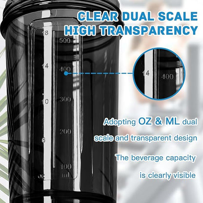 Custom Shaker Bottles 18 oz Personalized Leak Proof Sports Shaker Cups with Your Own Logo Name Photo, Perfect for Gym, Travel, Outdoor Sports, PureBlack