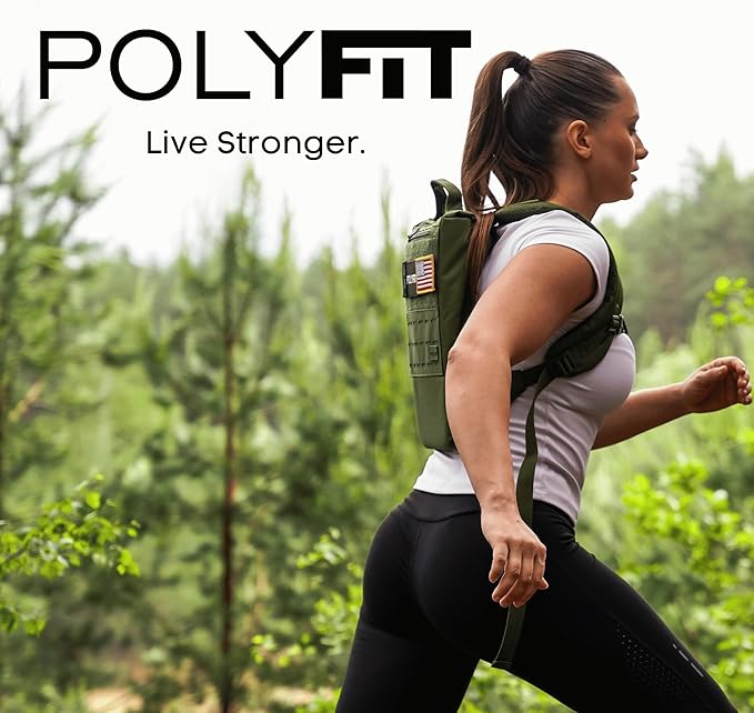 Polyfit Rucking Backpack 2.0 - Weighted Ruck Pack for Weight Plates - Patent Pending Side-Loading Rucksack for Walking, Running, Rucking, Strength and Endurance Training - Green