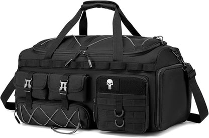3 in 1 Large Tactical Gym Bag for Men Woman 54L Travel Duffle Bag with Shoe Compartment Backpack Range Bag for Equipment Football Weekender Overnight Workout