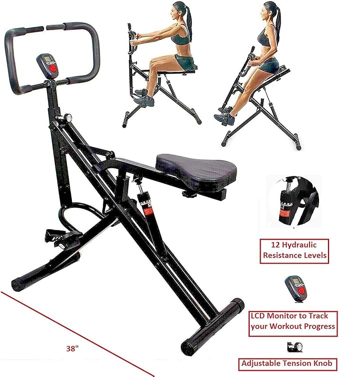 Abdominal AB Core Fitness Upright Squat Glutes Exercise Home Gym Workout Machine Full Body Core Training Fitness System 12 Hydraulic Adjustable Levels Cardio Strength Training